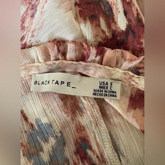 Black Tape floral chiffon balloon sleeve sheer dress small oversized - Picture 8 of 9